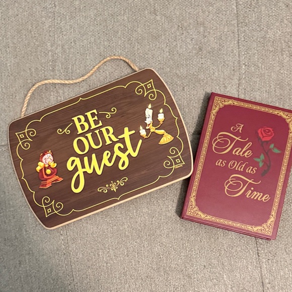 Other - Be Our Guest Wooden Sign with Rose Ring Bearer Book